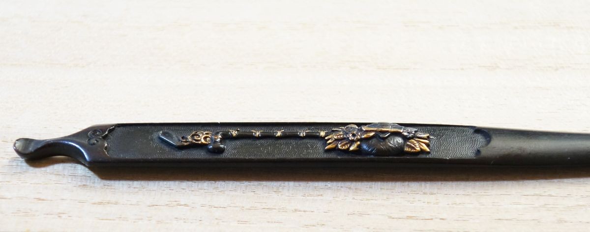 Kogai Shakudo Nanako Auspicious Design Samurai Sword Fitting