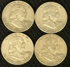 Lot Of 4 Franklin Silver Half Dollars. Denver Minted - 1960, 61, 62 & 63.