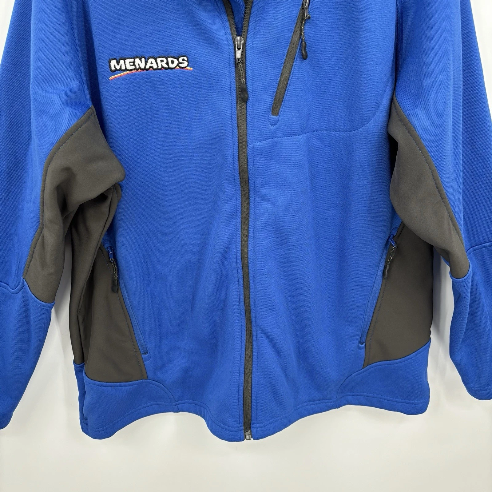 Menards Jacket Full Zip Long Sleeve Collared Work Blue Gray Size XL Mens image 3