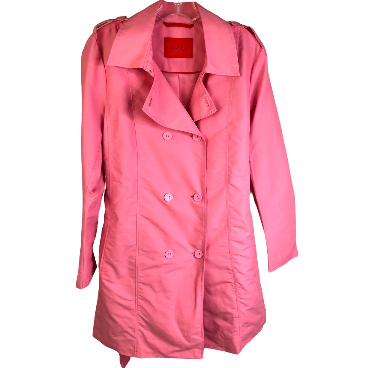 Trench Coat Womens Pink Belted Jacket double breasted