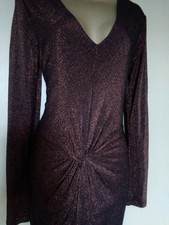 Ted Baker Lizzey Twist Front Shimmeŕ Dress Size 3 ( uk 12 )