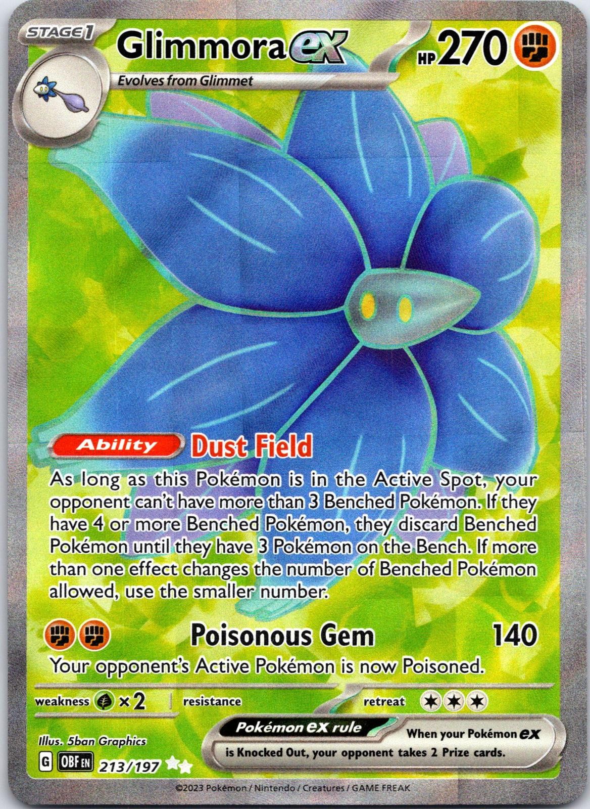 GLIMMORA EX POKEMON OBSIDIAN FLAMES 213/197 ULTRA RARE LIGHTLY PLAYED