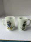 DISNEY Anchor Hocking Milk Glass DONALD & DAISY  Mugs Vintage Pepsi Collection
