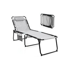 Patio Folding Chaise Lounge Chair Portable Sun Lounger with Adjustable Backrest