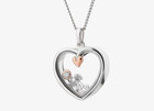 CLOGAU Welsh 9ct Rose Gold & Silver  "TREE OF LIFE INNER CHARM HEART"  pendant