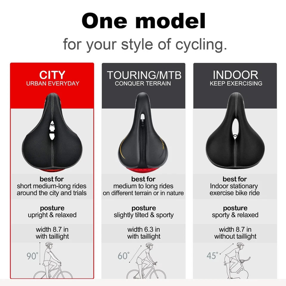 Asiento De Bicicleta Sillín De Bicicleta Ancho Cómodo Cojín Suave Para Ciclismo Foto 2 de 4