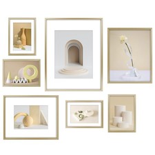 , Aluminum Picture Frames Set of 7 - Gold Gallery Wall Kit - Displays 11x14, ...