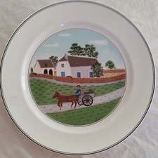 Villeroy and Boch Design Naif Dinner Plate Going To Market Old Village Fireside