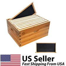 10 Frame Deep Brood Box Wax Coated Bee Hives with Beehives Frames Wax Foundation