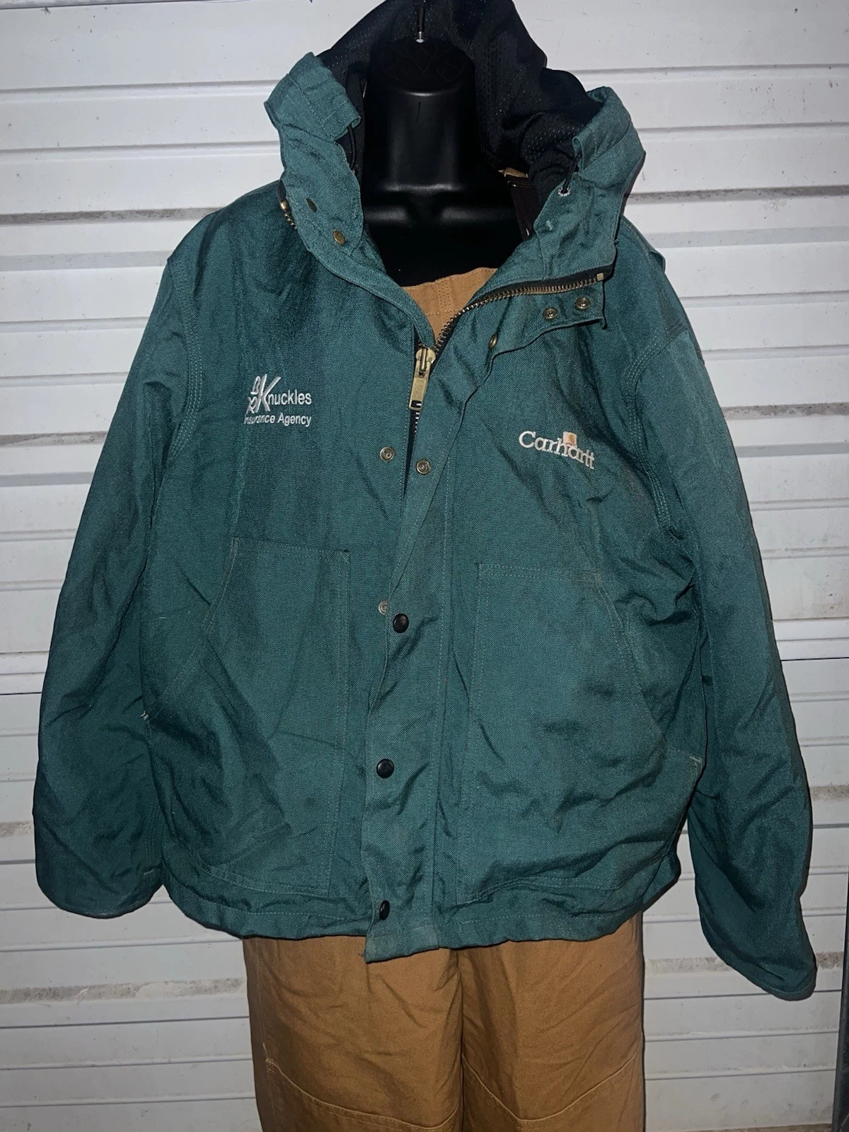 VTG Carhartt J107 Jacket Duck Canvas Union Made USA Green Lg Regular