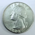 1960  SILVER WASHINGTON QUARTER  90% SILVER CIRCULATED COIN FREE SHIP #7577