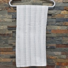 Pottery Barn Kids Swaddle Blanket Organic Cotton Baby White Grey Stripe 47"x47"