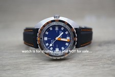 Cinturino orologio gomma silicone morbido 22 mm cuciture arancioni per orologi Doxa 300T