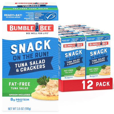 Snack on the Run Fat-Free Tuna Salad with Crackers Kit- Ready to Eat, Spoon Incl