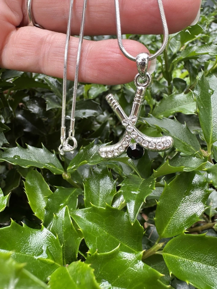 Disco de palo de hockey sobre césped hecho con collar deportivo de cristal de Swarovski regalo para niñas Foto 2 de 4