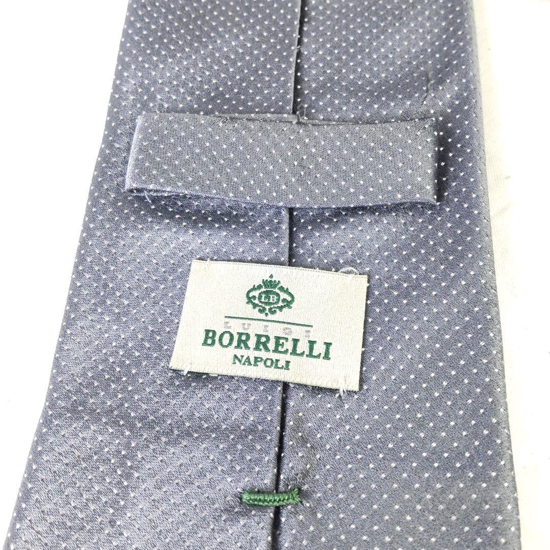 LUIGI BORRELLI Solid Dot Tie Gray Silk Excellent … - image 6