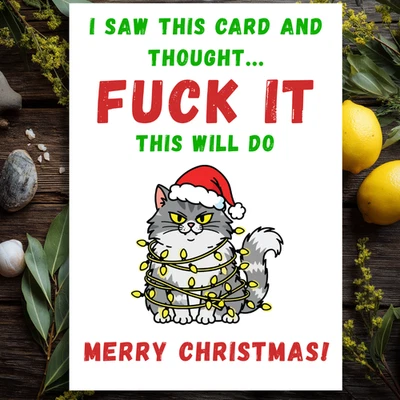LJB CREATIONS Christmas Cards F**K IT Adult Funny Humour Rude Offensive Men Women Friend XMAS