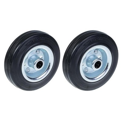 125mm 5'' black rubber wheel with pressed steel centre 120kg - Set of 2