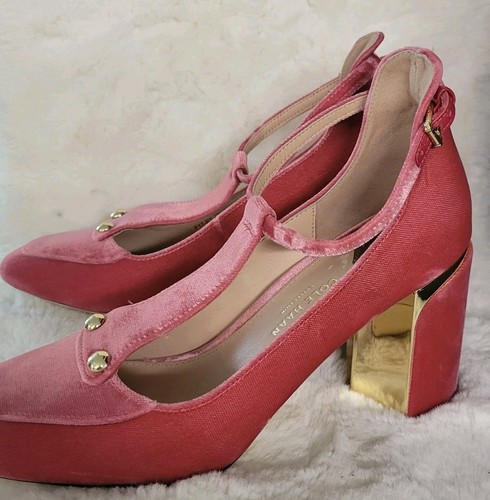 Cole Haan Womans Sz. 6.5 Velvet Pink T-Strap Pumps Mary Janes Barbiecore - Picture 11 of 13