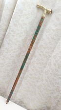 3 Piece Wooden Walking Cane with Ornate Brass Handle Decorative Walking Stick