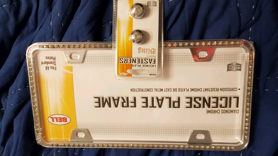 Swarovski Style Clear Diamond Chrome lic. plate frame W Matching Screw Caps BELL - Image 4 of 4