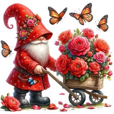 Diamond Painting Kits for Adults Gnomes, Rose Flower Round Full Drill Diamond Ar