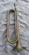 Antique 17" US REGULATION Brass Bugle Made in USA - Military Relic - AS IS Parts