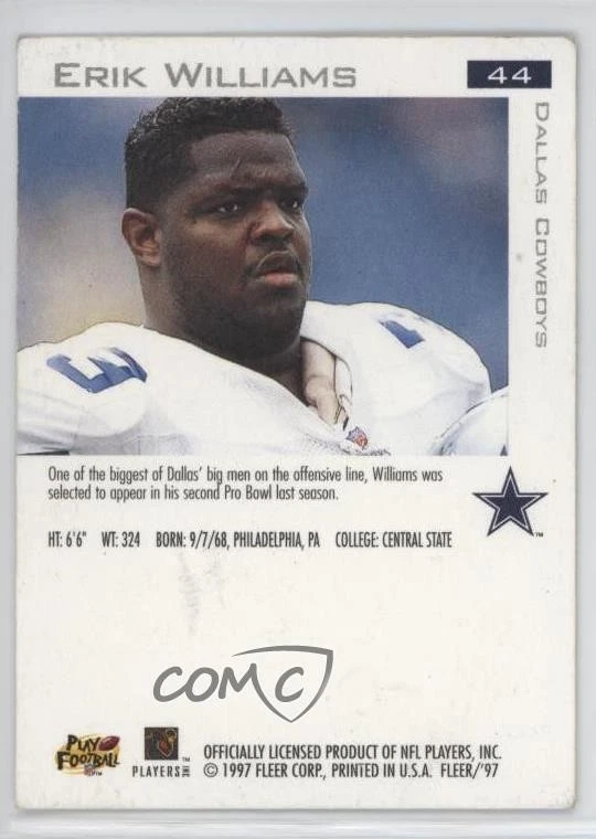1997 Fleer All-Pro Erik Williams #44 - Image 2 of 2