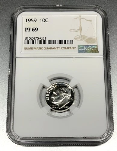 1959 Roosevelt Dime 10C NGC Graded PF 69 - P263