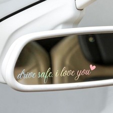 3X Drive Safe Mirror Sticker, Cute Car Decal for Rear View Mirror, Valentine's D