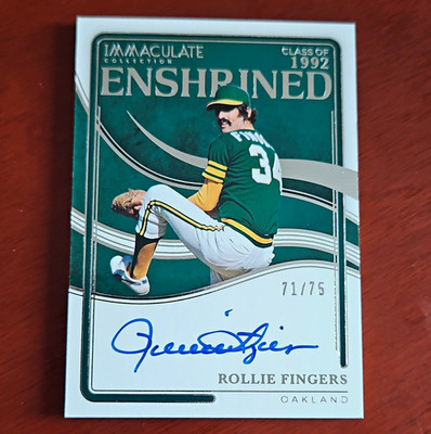 2026 Panini Immaculate Enshrined Rollie Fingers ON-CARD AUTO /75 Athletics HOF
