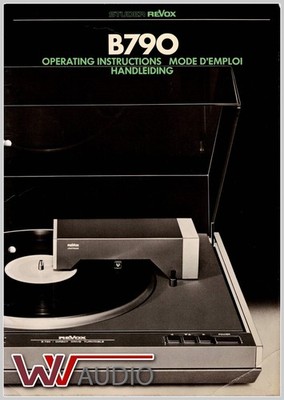 Studer Revox B790 Bedienings Handleiding  No Copy!! Instruction Manual.