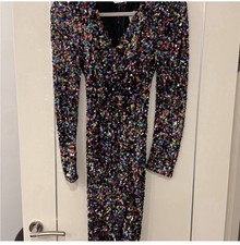 Multicolor Sequin Long Sleeve V-Neck Gown Dress Polyester Party/Cocktail