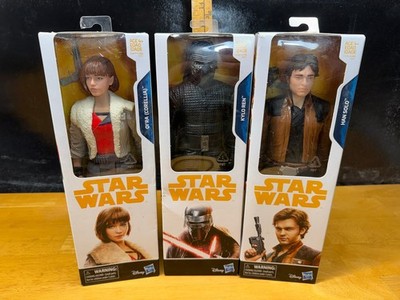 A Star Wars Story Kylo Ren, Han Solo, & Qi ra 12'' Figures Hasbro 2017 Lot