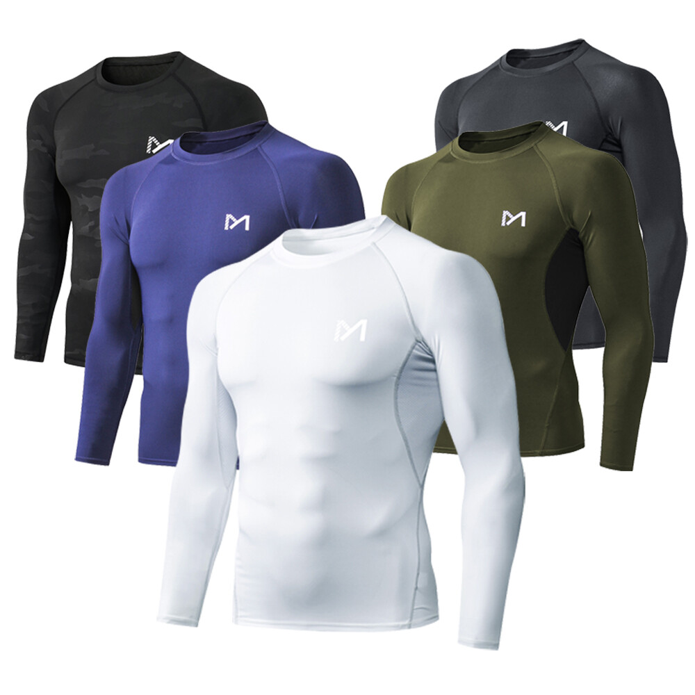 Men's Athletic Long Sleeve Compression Shirts Swim Sports Gym Shirts Workout