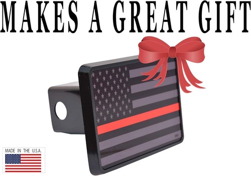 Subdued Thin Red Line Flag Trailer Hitch Cover Plug US Firefighter Fire Fight... - Picture 4 of 4