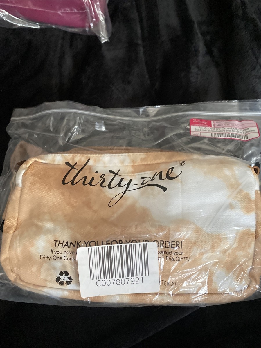 Thirty-one All Zipped Up Crossbody Purse Fawn Tie-dye NEW!