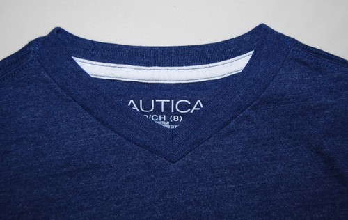 NWT Nautica Little Boys Tanzanite Heather Blue V-Neck SS Logo T-Shirt sz 5 - Picture 2 of 8