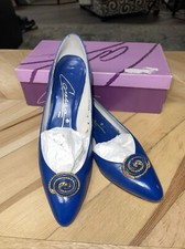 Vtg Women s Caressa Spain Blue Heels 1.5 8N Humming Marine Kid 1980s