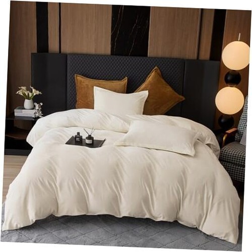 Super Soft Velvet Duvet Cover Size, 3pcs Luxurious King Cream (No