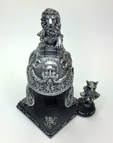 Medieval Sword Helmet Decoration Lion Tiger Hat Bk Silver Blade 8 in BB17.5GA990