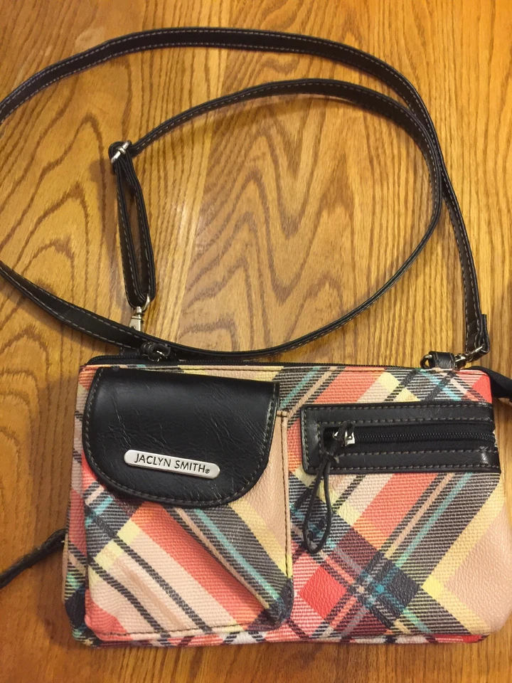JACLYN SMITH Crossbody Herringbone Tweed Plaid Purse Shoulder Bag Compact  💖 - Image 3 of 4