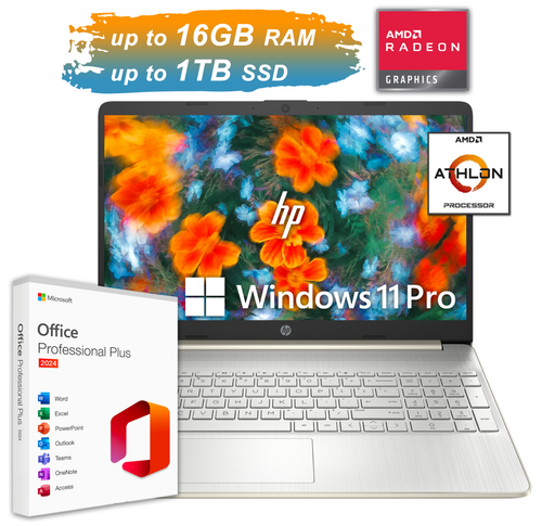 HP Laptop Notebook 15.6 AMD Processor Upto 3.2GHz 16GB RAM 1TB SSD Office 2024 - Picture 1 of 10