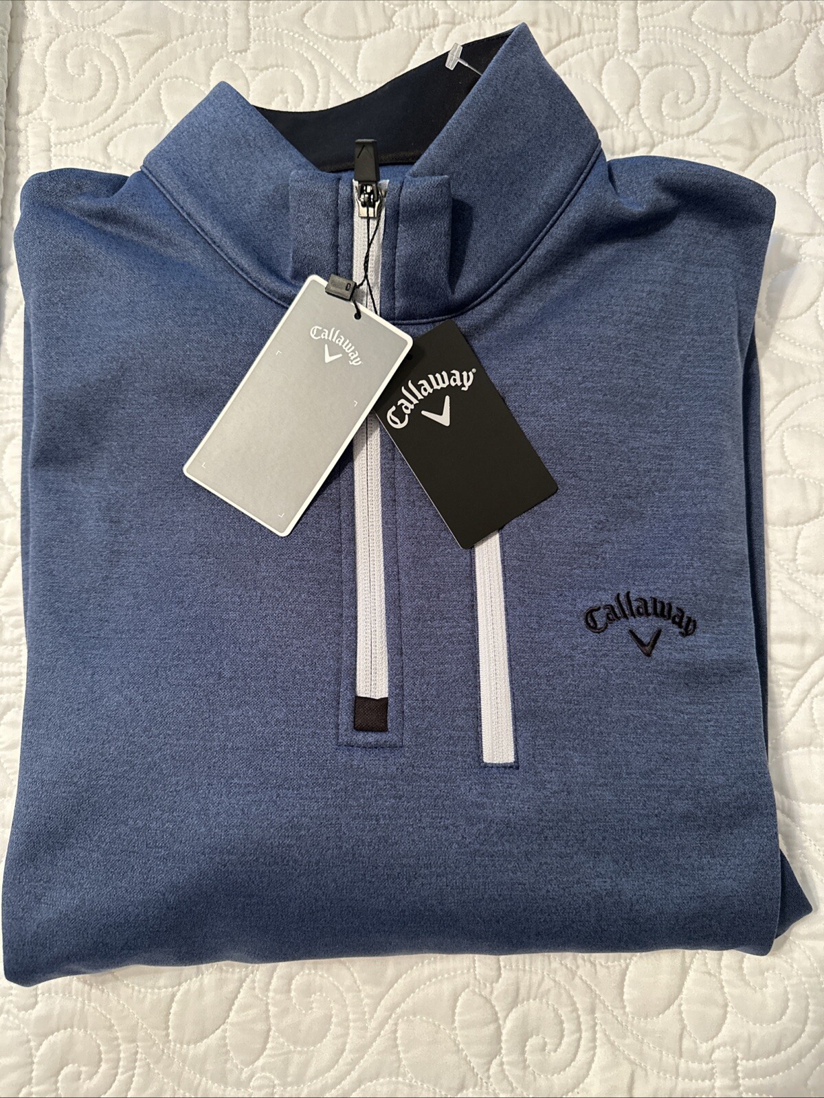 Callaway Golf Quarter Zip Pullover Peacoat Heather Blue Mens L