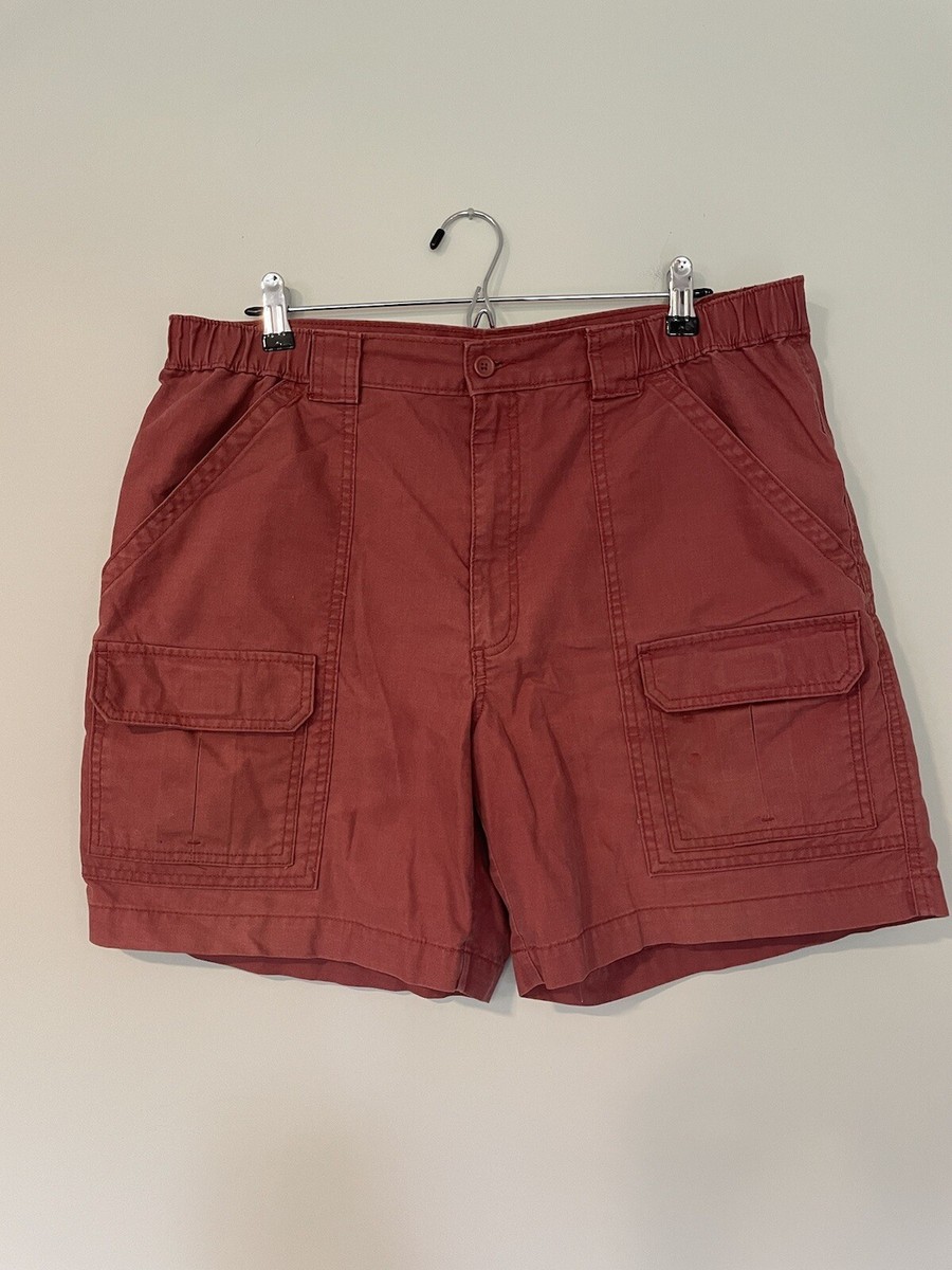 Savane Men's 36 Cargo Shorts Rust Red Hiking Outdoors Elastic Waist Gorpcore