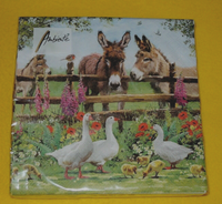 20 Servietten Esel GäNse Zaun 1 Packung Motivservietten KüKen Vogel Ambiente Blu