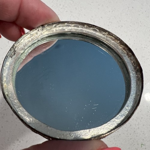 Vintage Chinese Silver tone Floral Birds make up compact with mirror round - Picture 4 of 11