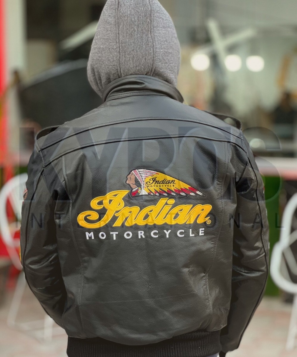 Men's Indian Motorcycle Jacket Vintage Racing Real Cowhide