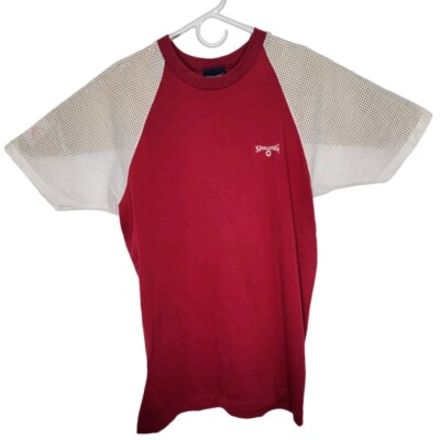 Adult Vintage 1970's-80's SPALDING Red With White Mesh Sleeves T-Shirt USA M