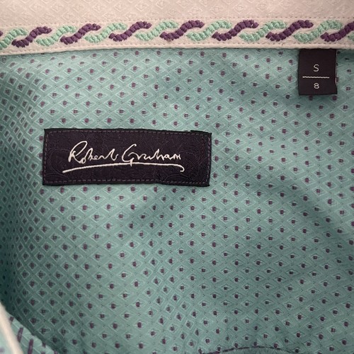 Robert Graham Shirt Boys S 8 Turquoise Purple Flecked Button Down Long Sleeve - Picture 5 of 8